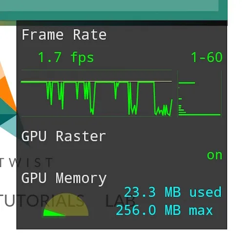 FPS 计数器显示 GPU 光栅化正在使用中