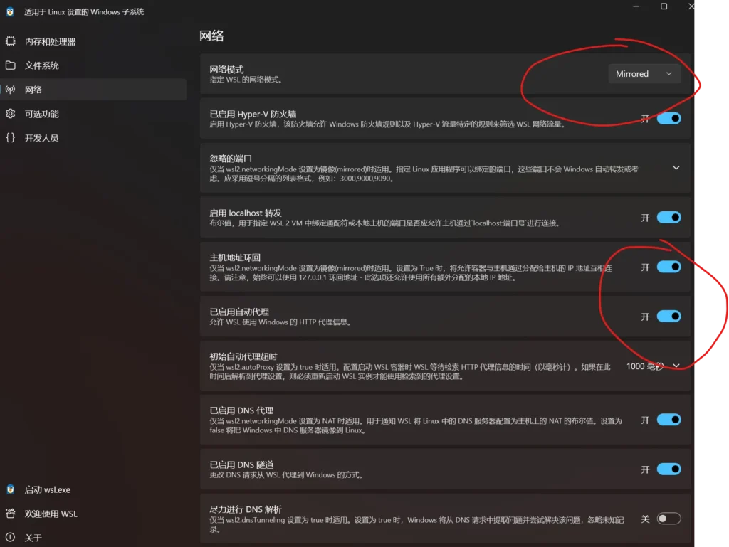 WSL Settings
